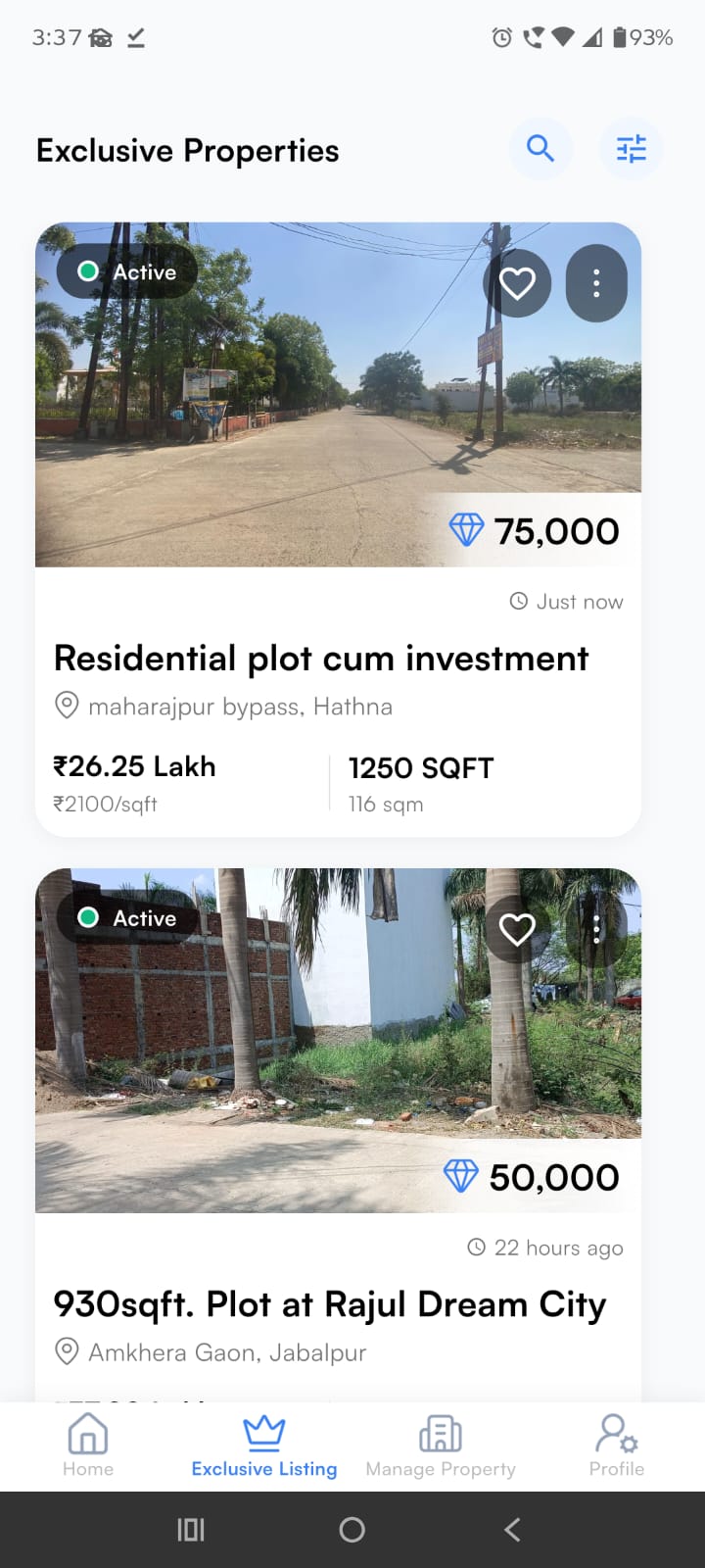 Exclusive Listings Screenshot